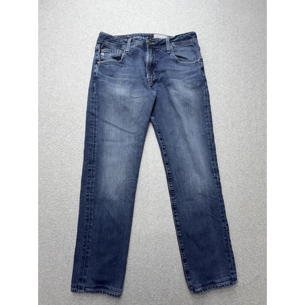 AG Tellis Jeans Mens 34x32 Blue Medium Wash Modern Slim Straight Stretch Denim